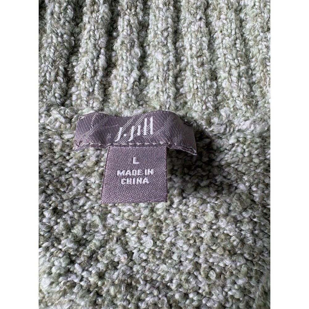 J. Jill Sweater Womens Size L Green 1/4 Zip Pullover Mock Neck Ribbed Fisherman - Picture 8 of 8